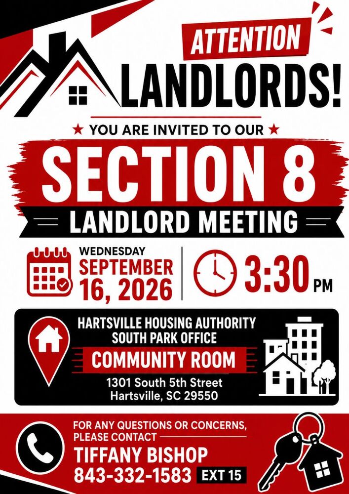 Section 8 Landlord Meeting flyer. All information as listed below.