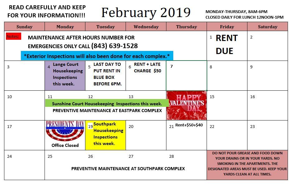 Feb Calendar